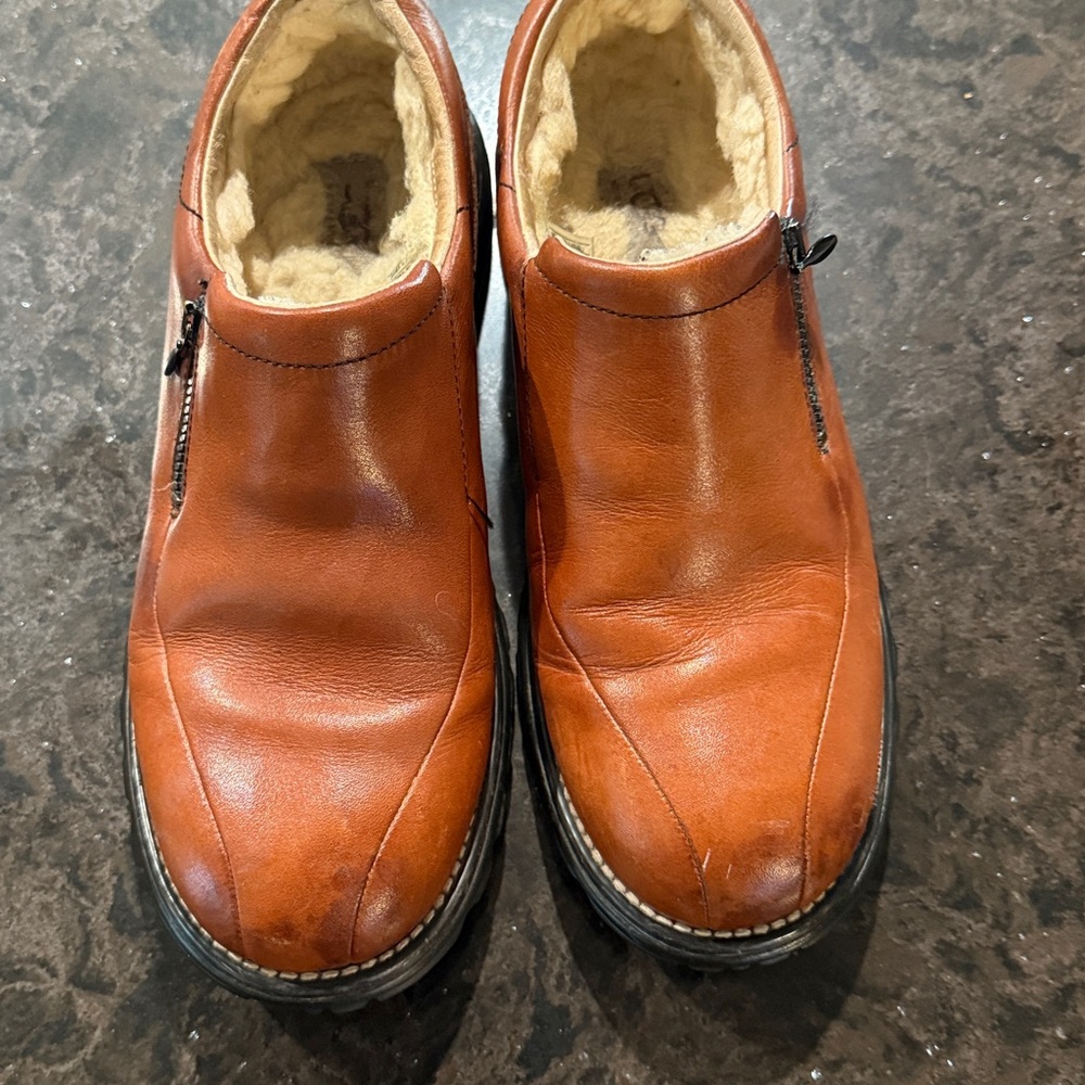 Ugg’s Brown Leather Slip-On Shoes - Picture 4 of 7